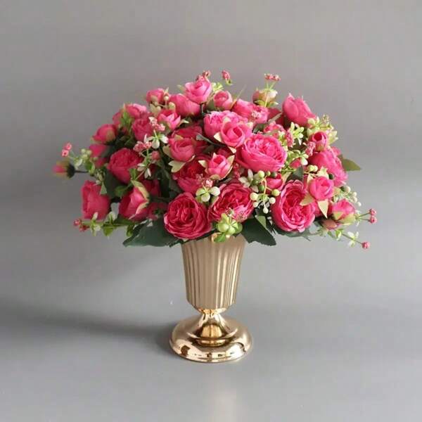 1/ 2PCS Gold Plated Metal Tall Vases – Elegant Centerpiece Decor For Wedding Tables, Home, Parties, Garden, Christmas, Valentine's Day & New Year (Perfect With Artificial Flowers)