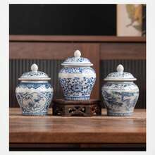 1 Tarro de almacenamiento de porcelana azul y blanco vintage con capacidad de agua de 500ml/1000ml, con lata de té sellada de cerámica de color esmaltado, adecuado para cajas de te, decoraciones de escritorio, frascos de almacenaje para el hogar, accesorios de t - Multicolor - Ver 11