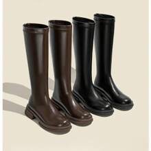 Women Mid-Calf Boots - 棕色加絨 - 查看 4