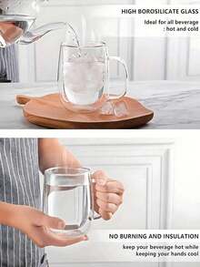 1/2 buc căni de sticlă izolate cu perete dublu - căni termice transparente de 8,45-11,83 oz pentru călătorii/camping/vară, cafea cu gheață/bere și toate băuturile - Multicolor - Vizualizare 5