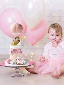 2 件 - 可爱泰迪熊蛋糕装饰、婴儿洗礼蛋糕装饰、软橡胶娃娃装饰、泰迪熊生日蛋糕装饰、婴儿洗礼装饰、性别揭秘派对 - 彩色 - 查看 8