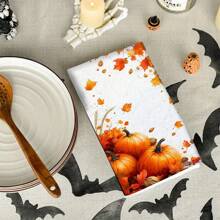 1/2/4pcs Autumn Pumpkin Pattern Decorative Towels - Super Absorbent Microfiber Towels, Machine Washable, Suitable For Holiday Decoration, Cooking, Baking, Housewarming Gifts And Cleaning, Fit For Kitchen, Bathroom, Toilet