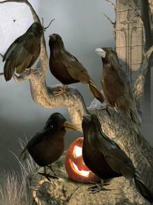 1pc/3pcs/6pcs/Halloween Black Crow Model, Simulation Fake Bird Animal Horror Props For Halloween Party Home Decoration Horror Props