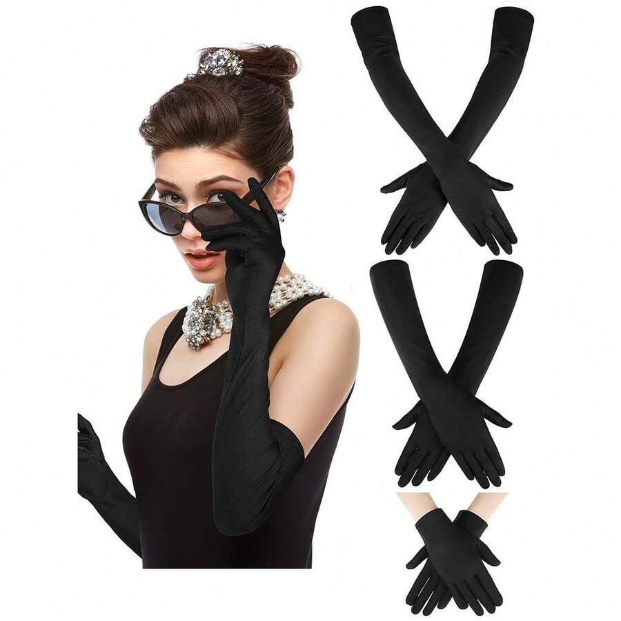 6pcs/3 Pairs Women's Long, Medium & Short Gloves Set, Summer Funny Cosplay 1920s Gatsby Party Costume Accessories, 52/42/20cm Black & White Elegant Etiquette Driving Riding Sun Protection Masquerade Ball Single Party Decorations - Multicolor - View 1