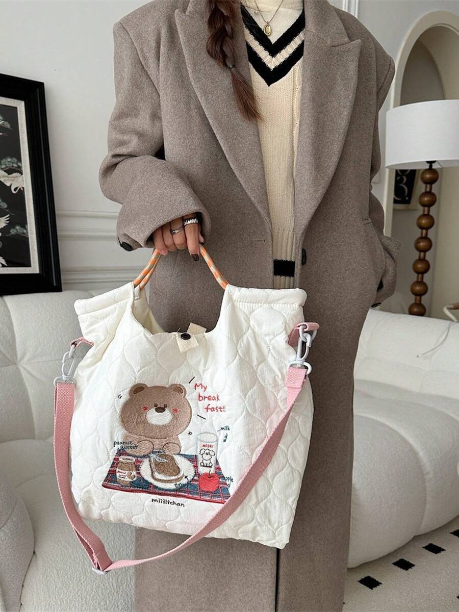 Women Shoulder Bags - 淺粉紅櫻桃熊 - 查看 1