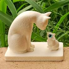 Sculpture en résine de chat blanc et de souris mignonne, cadeau de Noël, décoration d'Halloween, décoration de maison de style nordique créative, art gothique de collection, compagnon de méditation pour le hall d'entrée/salon, design bohème, décoration de jardin, figurine au thème de la récolte, ambiance côtière