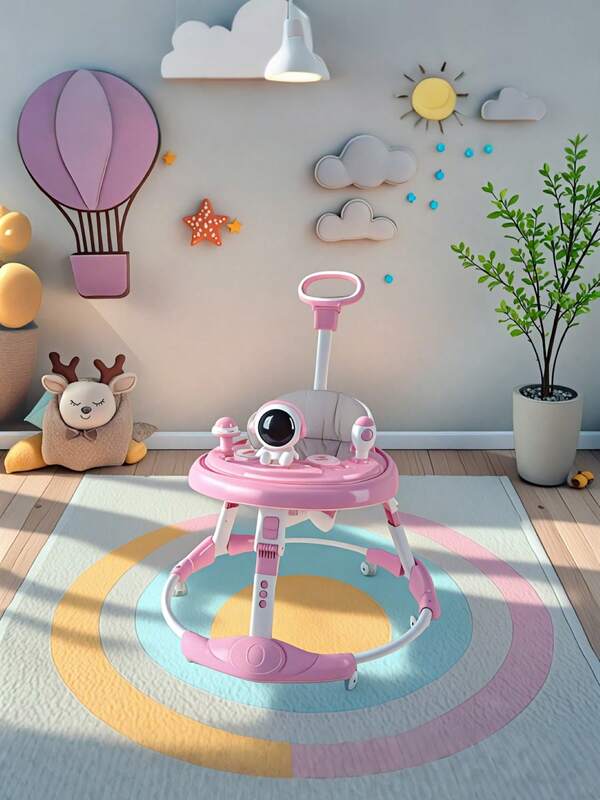 Andador para Bebés con Diseño Astronáutico - Manillar Ajustable, Ruedas Suaves y Asiento Acolchado - Ideal para Aprender a Caminar y Jugar en Dormitorio Infantil - Auxiliar de Caminata y Juguete Interactivo