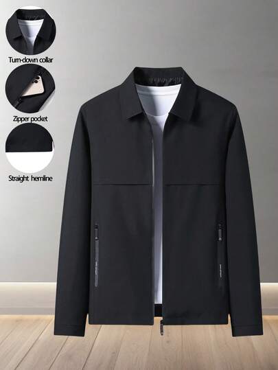 1 st. herrlångärmad höst/vinter ny enfärgad casual personlig mode mångsidig jacka