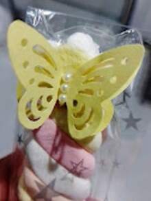 25 Borboleta 3D com pérolas para decoração de festa luxo festa jardim das borboletas - Cor de doce - Visão 1