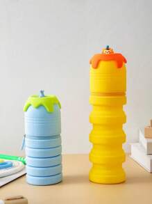 1pc Expandable Pen Holder Stress Relief Pen Bag, Round Pen Cup, Cute Cartoon Animal Silicone Pouch, Gift & School Supplies