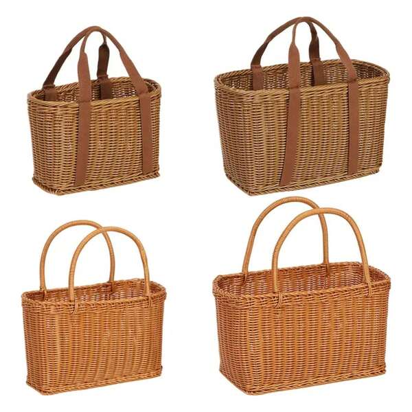 Handmade Storage Baskets Picnic Basket Imitation Rattan Household Decoration Simple And Practical For Gardening Versatile