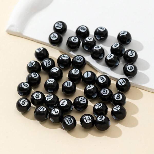 50pcs 11mm Black Acrylic Beads, Large Hole Beads For Jewelry Making, DIY Bracelet, Earring, Keychain Accessories