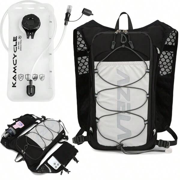 Reflective Running Vest , Hydration Vest Backpack(Backpack With 2L Hydration Bladder),Camel Hydration Backapck Water Backpack Lightweight, Adjustable & Unisex With Phone Storage & Hydration Pockets – Ideal For Running, Hiking, Cycling & Outdoor Adventures(Backpack With 2L Hydration Bladder)