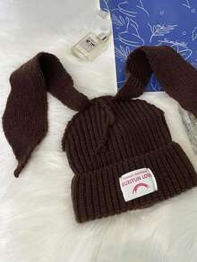 1pc Y2K Style Knitted Hat With Rabbit Ears, Suitable For Street, Party, Autumn/Winter Outdoor, Warm And Windproof Autumn Accessories - Knitted Hat - View 12