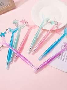 1 支美人鱼尾巴闪光笔，创意学生文具，液体流沙吊坠笔，节日礼物，学校用品，返校