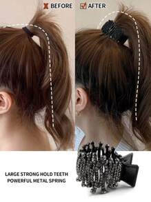 1pc Women's Fashion Alloy Rhinestone Ponytail Claw Clip, Metallic Pearl Rhinestone Hair Accessory, Claw Clips, Hair Claws, Clips For Hair, Hair Slide, Hair Barrettes