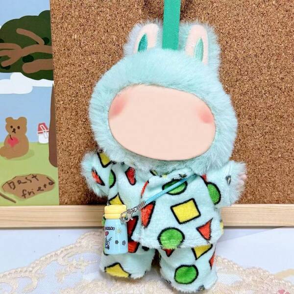 [Solo ropa] Nuevo creativo de 17 cm Muñeca de peluche Labobo de 1ra/2da/3ra generación con ropa intercambiable, pijama de estilo lindo Crayon Shin-Chan para Labubu
