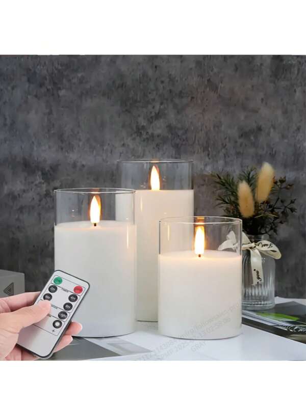 3pcs Flameless LED Candles With Remote Control - Realistic Flickering Effect, Smokeless And Battery Powered, Suitable For Weddings, Parties, Holidays And Home Decor - Perfect For Christmas, Halloween, Valentine's Day (Available As A Set Of Candles With Or Without Remote Control, Single Candle Without Remote Control) (Remote Control Comes With Battery, Candles Do Not Come With Battery)