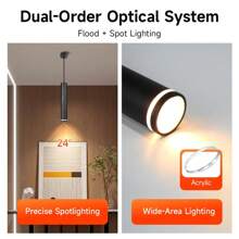 CANMEIJIA 85-265V GU10 吊灯,黑色复古圆柱线吊灯,适用于家居装饰、吸顶灯、客厅、卧室、厨房、商店、橱窗、餐厅、酒吧、沙龙、展览馆、阅览室、咖啡厅、酒店、服装店、走廊、门厅 - GU10圓筒吊燈附圈款 - 查看 3