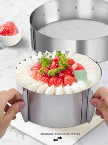 慕斯蛋糕圆形模具 - 可扩展蛋糕圈 - 可调节圆形不锈钢 16-30 厘米（6.29-11.81 英寸）提拉米苏蛋糕模具 - 糕点甜点蛋糕烘焙用品，手工烘焙必备，节日庆典，蛋糕装饰用品，烘焙模具和糕点工具，适用于餐厅/面包店/家庭 - 慕斯圈 - 查看 3