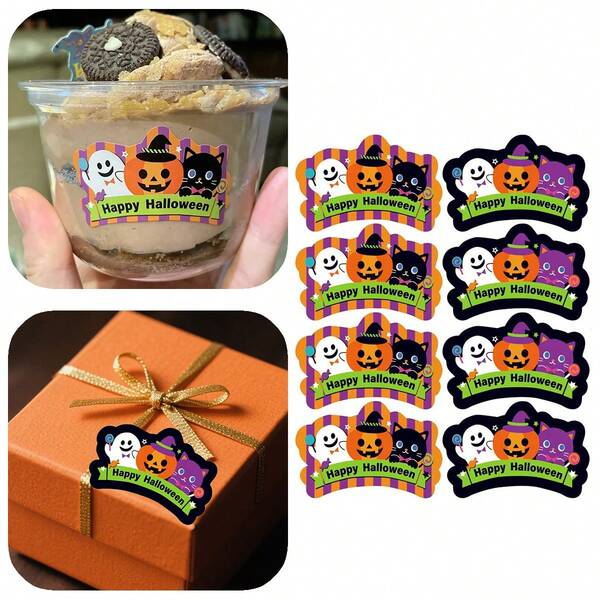 64/32/16 Piezas Pegatinas de Halloween Lindas y Espeluznantes para Empaques de Dulces - Etiquetas para Bolsas de Golosinas, Etiquetas de Halloween Feliz para Golosinas, Pegatinas para Sellar Galletas, Manualidades de Hornear DIY, Etiquetas para Golosinas, Regalos de Caramelos, Suministros para Favores de Fiesta, Cajas de Magdalenas, Bolsas de Dulces, Manualidades de Hornear DIY, Diarios, Decoración de Fiesta Pastel, Scrapbooking, Postales, Bolsas de Golosinas, Decoración Retro para Fiestas en Casa. Decoración de Halloween Manualidades DIY