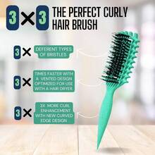 DCurl Defining Brush For Curly Hair Ultimate Vented Hair Brush With Boar Bristles Unisex Styling And Detangling Shaping And Defining Curls Brush Reduce Pulling Ideal For All Hair Types Teal 5001 - Teal - 查看 4