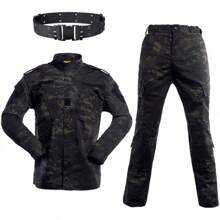Airsoft Paintball Tactical Suit Men Hunting Combat BDU Uniform Jacket Camouflage Shirt & Pants With Belt For Shooting Hunting War Game