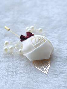 1 PCBridal And Groom Simulation Flower Chest Flower Brooch Flower Wedding Corsage Companion Gift Halloween Christmas - Multicolor - View 4