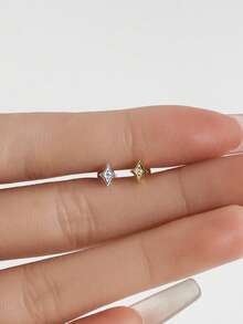 1pc Gold Mini Star Internally Threaded Lip Stud | 925 Sterling Silver Hypoallergenic Flat Earring | Cartilage Flat Earring | Back Lip Stud | Unisex Daily Wear (Sold Individually) - Multicolor - View 3