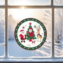 1 件圣诞老人、雪人、圣诞树窗贴、PVC 静电吸附贴花、圣诞节节日装饰、派对用品、适用于家庭和厨房窗户装饰、门窗玻璃贴花圣诞装饰品圣诞装饰圣诞装饰家居