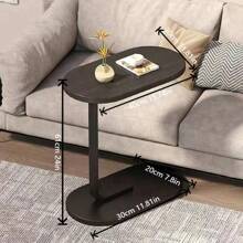 1 Piece Of Family Office Desk, Living Room C-Shaped Sofa Side Table - Modern And Durable Wood And Iron Structure, Sturdy Black Frame - Perfect Choice For Living Room And Bedroom Decoration, Compact Design Suitable For RVs And Families, Easy To Carry, Sofa Side Table