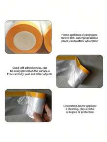 Cubierta desechable multiusos con cinta adhesiva - Protección resistente al agua para muebles durante la renovación y la limpieza - Película de PE transparente inodora para escuela, oficina, hogar, viaje, bolsa, organizador, almacenamiento