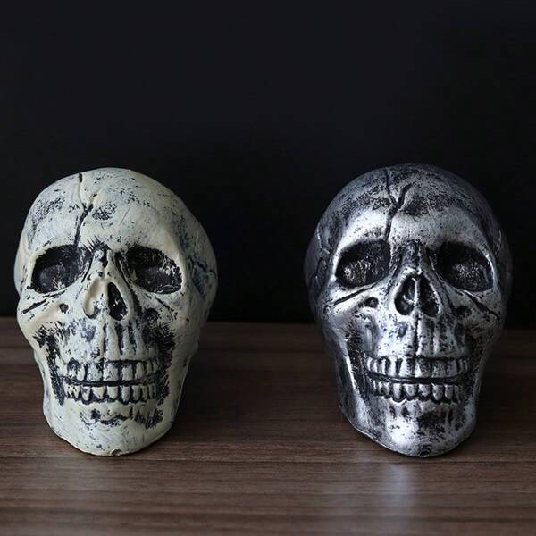 6 piezas Decoración de calavera realista con cabeza de calavera para casa embrujada, patio, tema de terror, adornos colgantes con cabeza de esqueleto, decoración de mesa para fiesta de Halloween