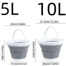 1-6件套多功能折叠水桶+折叠勺套装，便携式户外旅行/宿舍浴室两用/洗衣清洁桶；钓鱼、洗车、宠物洗澡必备；节省空间的家用收纳工具，多种颜色可选