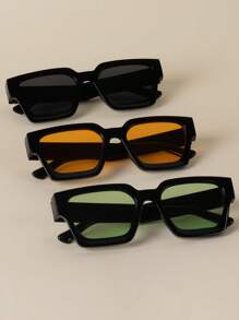 1 pieza/2 piezas/3 piezas/10 piezas Gafas con marco cuadrado grueso, gafas de moda rectangulares gruesas unisex para fotografía callejera, bares, clubes, festivales de música, decorativas, adecuadas para todos los tipos de rostro
