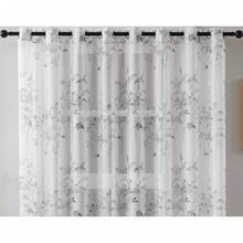 LinenZone Sheer Printed Patio Door Curtains With Silver Leaf Design.White Farmhouse Curtains For Sliding Doors Or Extra Large Windows.Single Patterned Leaf Curtain.(Katia 102 X 84, Silver) - Gold - 查看 7