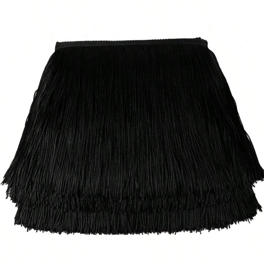 HEARTWISH Fringe Trim Lace Polyester Fiber Tassel 6inch Wide 10 Yards Long For Clothes Accessories Latin Wedding Dress DIY Lamp Shade Decoration Black