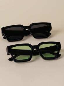 1 pieza/2 piezas/3 piezas/10 piezas Gafas con marco cuadrado grueso, gafas de moda rectangulares gruesas unisex para fotografía callejera, bares, clubes, festivales de música, decorativas, adecuadas para todos los tipos de rostro