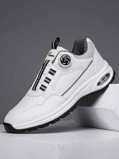 Scarpe da golf da uomo con design a fibbia rotante, scarpe sportive versatili da moda per esterni, in pelle monoblocco impermeabili, anti-olio, ammortizzate, anti-urto, comode e leggere, adatte per uso quotidiano, lavoro, feste, con suola spessa antiscivolo e durevole