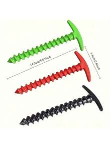 10pcs Heavy Duty Tent Stakes, Suitable For Camping And Outdoor Gear - Spiral Design Tent Pegs With Ergonomic Handles, Lightweight Portable Ground Nails For Tents, Tarps, Canopies (Red/Black/Green), Camping Accessories, Durable Structure