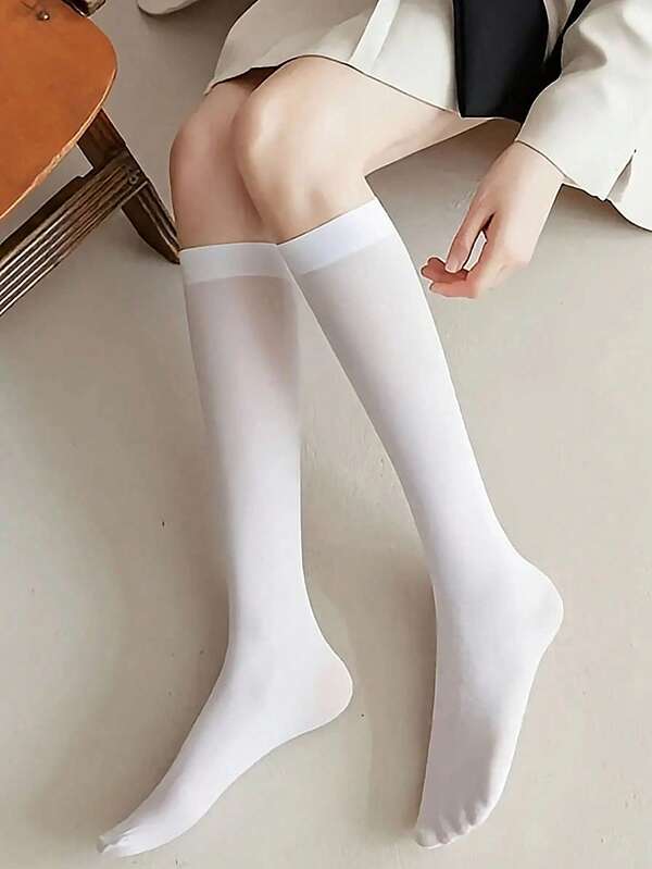 1 Pair White Comfortable Soft Versatile Fashionable Daily Casual Collegiate Style Ankle Socks For Women