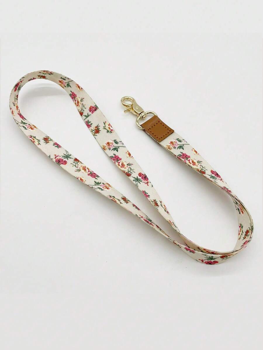 1 件钥匙扣腕带 PU 皮革印花斜纹金属扣手机挂绳二合一