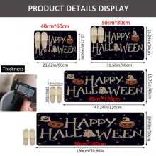 1pc Halloween Pumpkin Pattern Printed Non-Slip Linen Kitchen Rug, Doormat, Bath Mat, Suitable For Living Room, Bedroom, Hallway, Bathroom, Laundry Room - Polyester Carpet, Indoor Outdoor Home Decor, Halloween Decoration, Halloween Gift