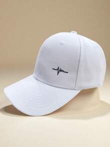 1pc Unisex Casual Minimalist Heartbeat Embroidery Pattern Adjustable Baseball Cap, Suitable For Daily And Outgoing Wear - Multicolor - View 14