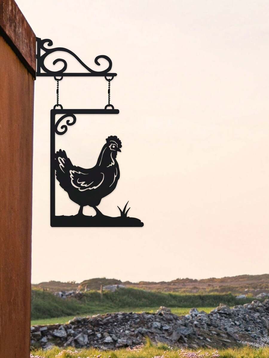 1 件，复古公鸡门牌，金属农舍装饰，挂墙装饰，适用于门廊、花园、露台