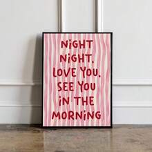 1 tranh treo tường không khung Love You Tonight sọc hồng và thiết kế chữ đỏ, áp phích lãng mạn đêm hè cho trang trí phòng ngủ/phòng khách/ký túc xá, áp phích vui nhộn để trang trí phòng, quà tặng Valentine hoàn hảo và trang trí trở lại trường (bản in treo tường, trang trí) - Nhiều màu - Xem 3