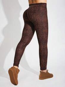 1 Pack Women's Casual High Elasticity Solid Color Leggings, Soft & Comfortable, Suitable For Home, Exercise, Shaping, Stretching, Lifting Buttocks, Outdoor Activities, Walking, Shopping, Fitness, Running, Work Commute, Street Events, Parties, Autumn/Winter - Multicolor - View 21