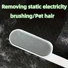1pc Double Sided Manual Dusting Brush, Reusable Pet Hair Remover For Clothes, Bedding, Sofa, Furniture, Carpet, Static Eliminator With Plastic Handle, No Electricity Required, Dog Brush For Shedding And Grooming