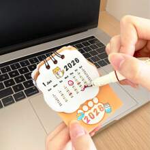 1 Stück 2026 Katzen Doudou Tischkalender, süßer Check-in Rekord Anzeige, Selbstdisziplin Kleinkalender, Lernassistent, hochwertige Optik für Schreibtisch und Büro, zufälliger Stil und Farbe