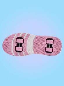 Tênis com Rodas de 4 Rodas para Adolescentes - Sapatos de Skate Destacáveis com Tira, Parte Superior em PU + Tela, Estampa Camuflada - Sapatos Esportivos para Deslizar ao Ar Livre - Rosa chiclete - Visão 6